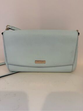 Kate Spade Laurel Way Greer Crossbody Clutch Mint Blue Leather EUC